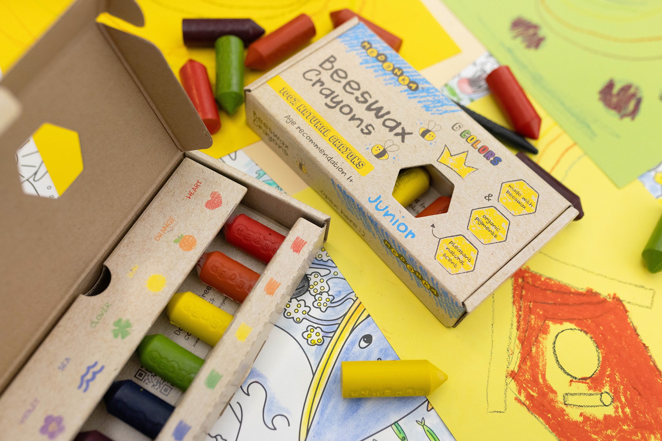 Set Junior, 6 creioane din ceara de albine, Medenka